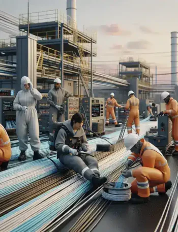 "ICON+ fiber optic distribution network in industrial complex showcasing advanced telecommunications infrastructure"