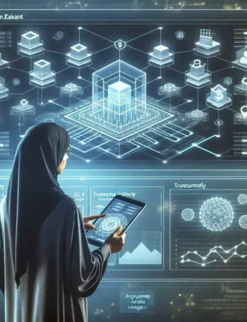 "Startup fintech Syariah Indonesia menggunakan teknologi blockchain untuk mengembangkan sistem zakat digital yang transparan dan aman."